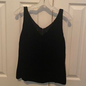 Black Dana Buchman double V zip up black sleeveless velour top- NWT size 10